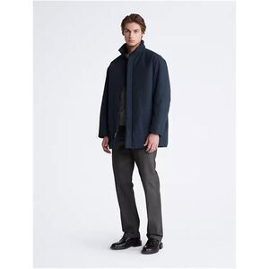 Calvin Klein Mens Mockneck Covered Placket Parka Coat, Blue, NWT